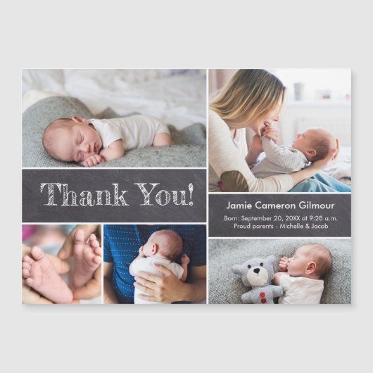 Chalkboard写真モダン男の子のシャワーありがとう (正面)