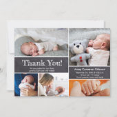 Chalkboard写真モダン男の赤ちゃんありがとう サンキューカード (正面)