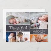 Chalkboard写真モダン男の赤ちゃんありがとう サンキューカード (正面/裏面)