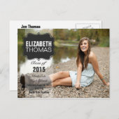 Chalkboard写真卒業パーティーのお知らせ インビテーションポストカード (正面/裏面)