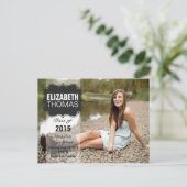 Chalkboard写真卒業パーティーのお知らせ インビテーションポストカード (スタンド正面)