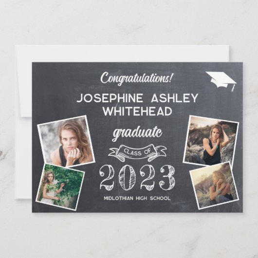 Chalkboard写真卒業発表2023 案内状 (正面)
