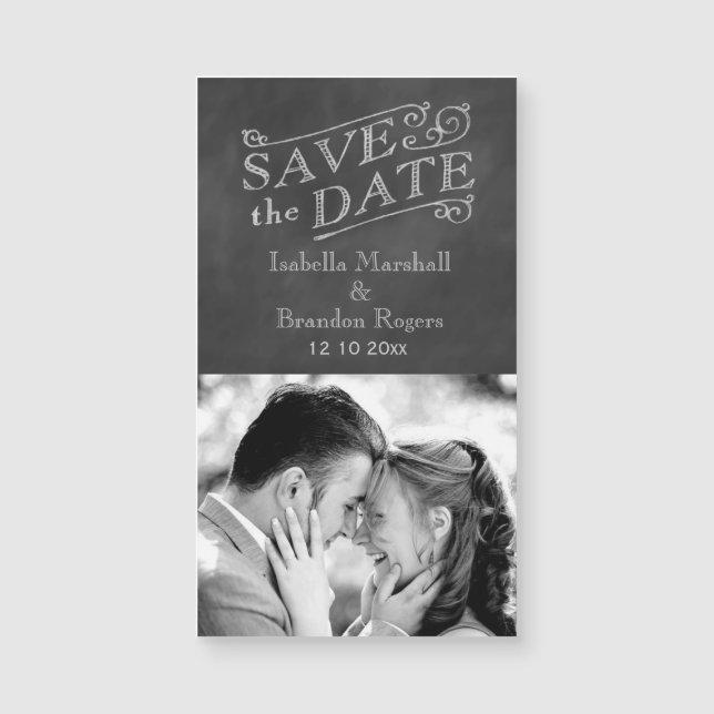 Chalkboard写真Save the Date Magnet (正面)