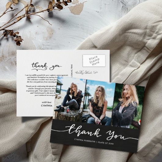 Chalkboard卒業ありがとうスクリプト写真 ポストカード