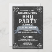 Chalkboard卒業素朴BBQパーティー写真 招待状 (正面)