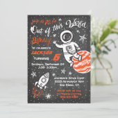 Chalkboard宇宙飛行士宇宙誕生日パーティー招待状 招待状 (スタンド正面)