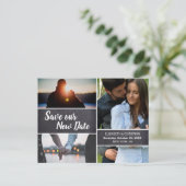 Chalkboard救新しい日付フォトコラージュ結婚ズ ポストカード (スタンド正面)