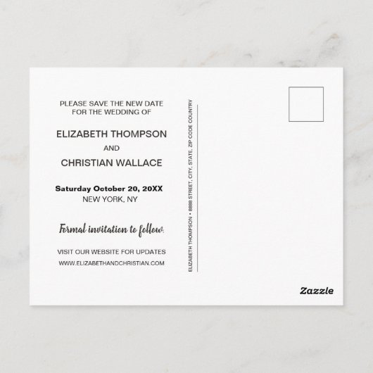 Chalkboard救新しい日付フォトコラージュ結婚ズ ポストカード (裏面)