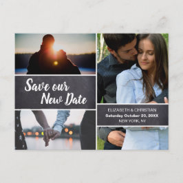 Chalkboard救新しい日付フォトコラージュ結婚ズ ポストカード
