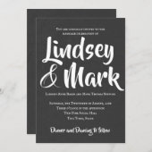 Chalkboard文字のみはっきりしたスクリプ結婚ト 招待状 (正面/裏面)