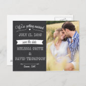 Chalkboard日付ポストカードの保存 案内ポストカード (正面/裏面)