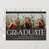Chalkboard水平3枚の写真卒業 案内状 (正面/裏面)