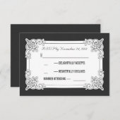 Chalkboard白黒ウェディングRSVPカード 出欠カード (正面/裏面)
