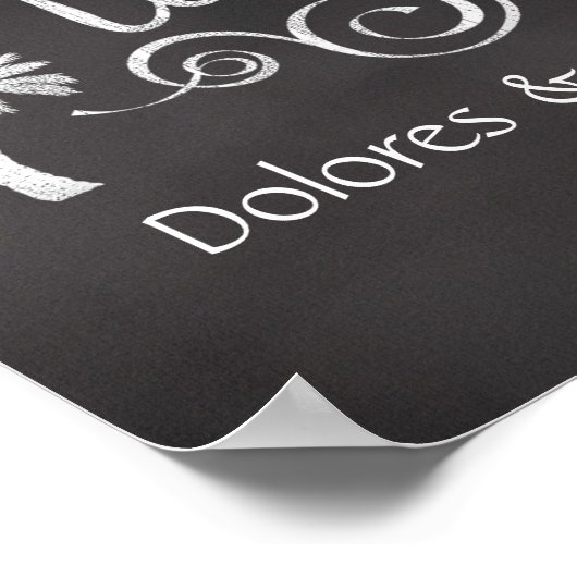 Chalkboard私たちのビーチ結婚式サインのポスター ポスター (角)