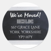 Chalkboard私たちはアドレス発表を移動した ラウンドシール (正面)