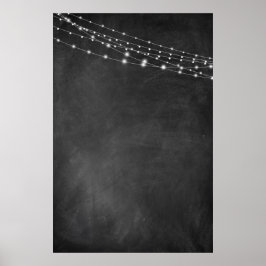 Chalkboard空白のとLight Stringsで署名： DIY ポスター