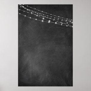 Chalkboard空白のとLight Stringsで署名： DIY ポスター