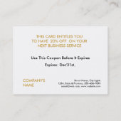 Chalkboard紙吹雪クーポンカードバウチャー割引 割引カード (裏面)