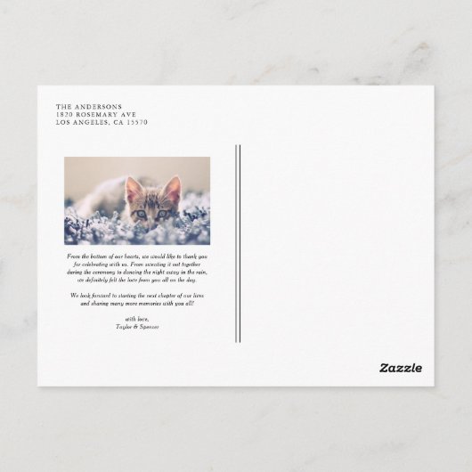 Chalkboard素朴フォトコラージュ結婚の感謝 ポストカード (裏面)