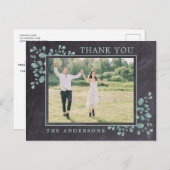 Chalkboard素朴 Greenery Folids写真ありがとう ポストカード (正面/裏面)