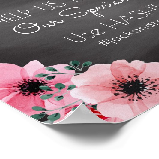 Chalkboard結婚のハッシュタグ記号 |ソーシャルメディア ポスター (角)