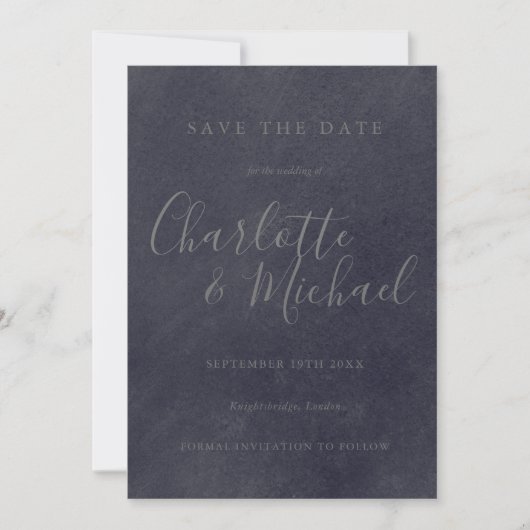 Chalkboard署名結婚式Save the Date Card セーブザデート (正面)