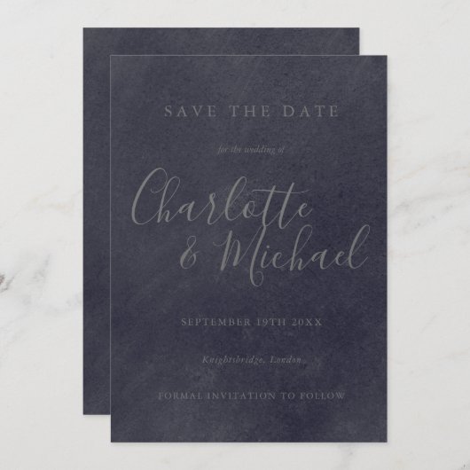 Chalkboard署名結婚式Save the Date Card セーブザデート (正面/裏面)