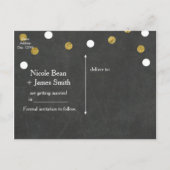 Chalkboard金ゴールドと白紙吹雪日付の保存 案内ポストカード (裏面)