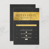 Chalkboard金ゴールドフォイル結婚式RSVPカード 出欠カード (正面/裏面)