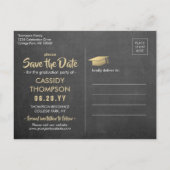 Chalkboard金ゴールド卒業写真Save the Date ポストカード (裏面)