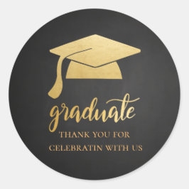 Chalkboard金フェイク箔大学院ハット ラウンドシール