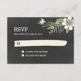 Chalkboard開花RSVP /結婚の応答カード 出欠カード