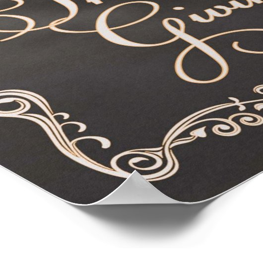 Chalkboard - &の感謝していハート与え。 ポスター (角)