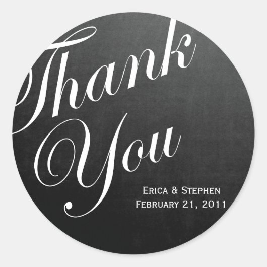 Chalkboard インスパイア Thank You Sticker ラウンドシール (正面)