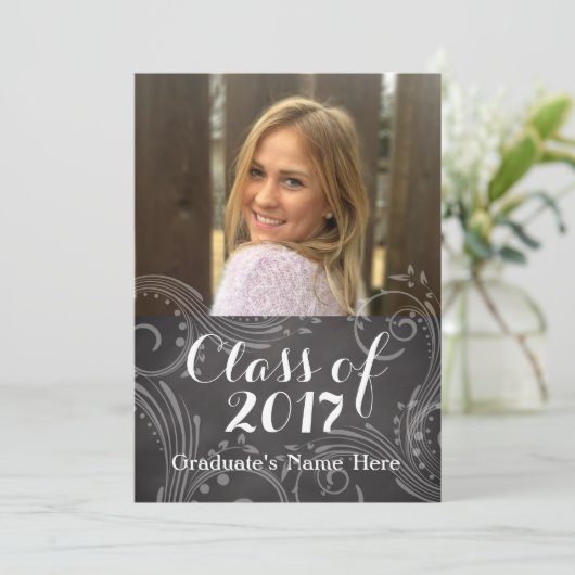 Chalkboard エレガント Class of 2016写真卒業 招待状 (スタンド正面)
