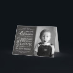 Chalkboard-カスタムphoto Christmas filled with Joy シーズンカード<br><div class="desc">このトレンディーに自分の写真を追加する読Chalkboardクリスマスカード,  May your Christmasは喜び，平和，希望，家族，愛と多くの幸せな思い出に満ちている。Simply Put by Robinによるデザイン；無料のPhotoshop Orgによる上下のオーナメント。</div>