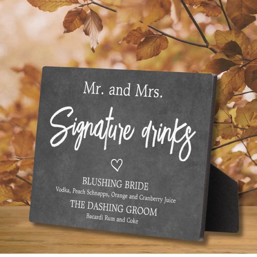 Chalkboard フェイク Signature Drinks結婚's sign フォトプラーク