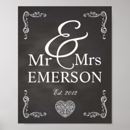 Chalkboard – ミセス・名前をカスタムする ポスター