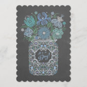 Chalkboard レースのよう Mason Baby Shower男の子 招待状 (正面)