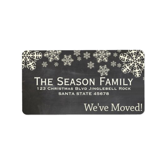 chalkboard "我々は移動した"クリスマスラベル ラベル (正面)