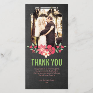 Chalkboard 結婚's Thank You Flowers Photo Card サンキューカード