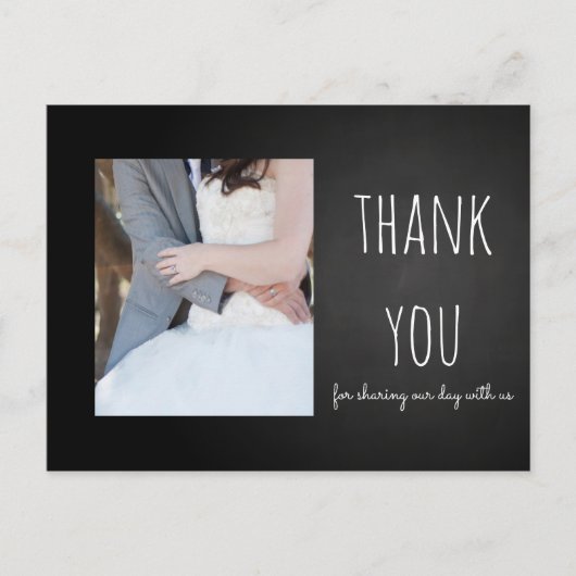 Chalkboard 結婚's Thank You Photo ポストカード (正面)