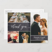 Chalkboard 結婚's Thank You photo collage rustic ポストカード (正面/裏面)