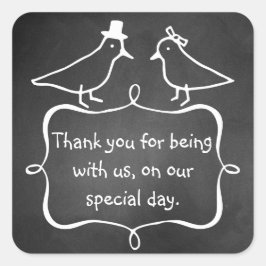 Chalkboard 結婚's Thank You Sticker スクエアシール