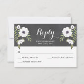 Chalkboard 絵を描 Anemones - RSVPカード (正面)