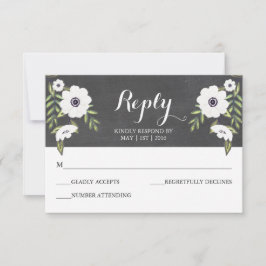 Chalkboard 絵を描 Anemones - RSVPカード