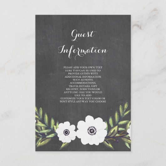 Chalkboard 色彩の鮮やか Anemones – 情報カード エンクロージャーカード (正面)