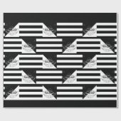 Chalkboard – 車と木/黒/白 ラッピングペーパー (フラット)