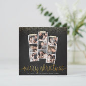 Chalkboard & 金ゴールドメリークリスマスホリデーフォト シーズンカード (スタンド正面)