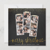 Chalkboard & 金ゴールドメリークリスマスホリデーフォト シーズンカード (正面)